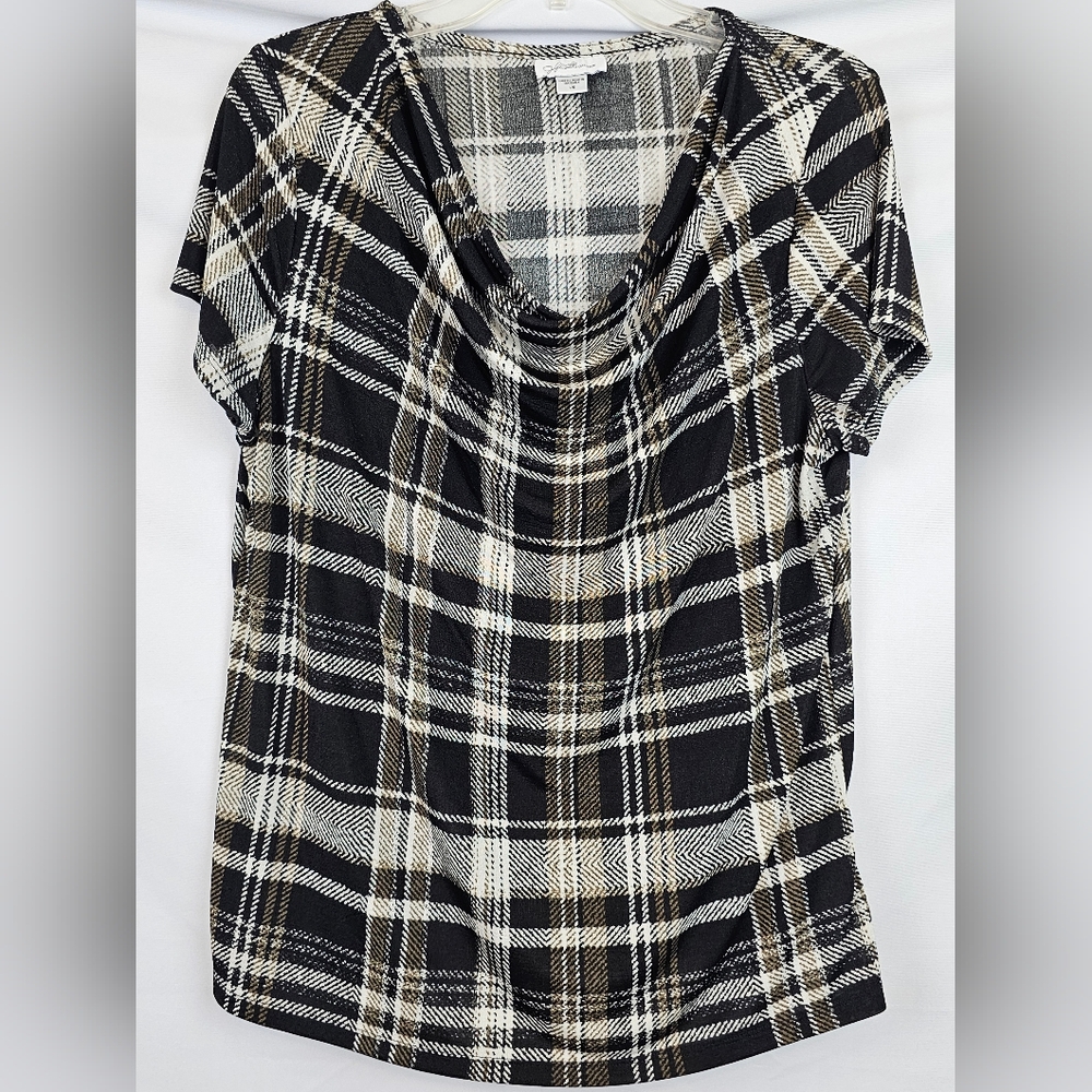 Jaclyn Smith Collection Plaid Womens Blouse Size Large